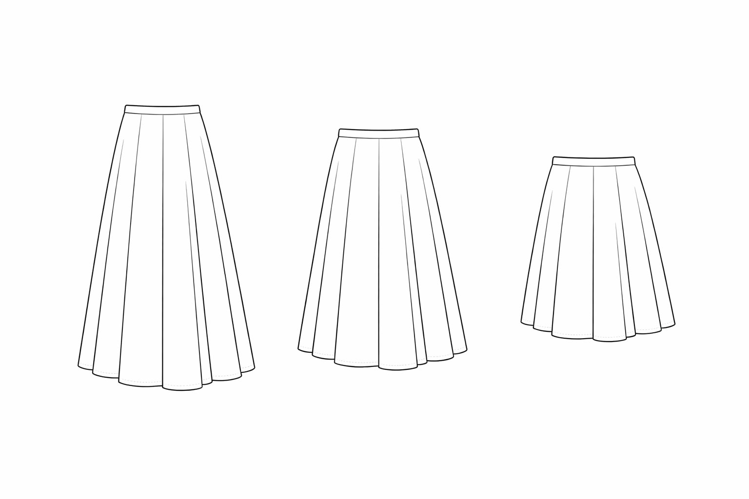 sukně celine technický nákres